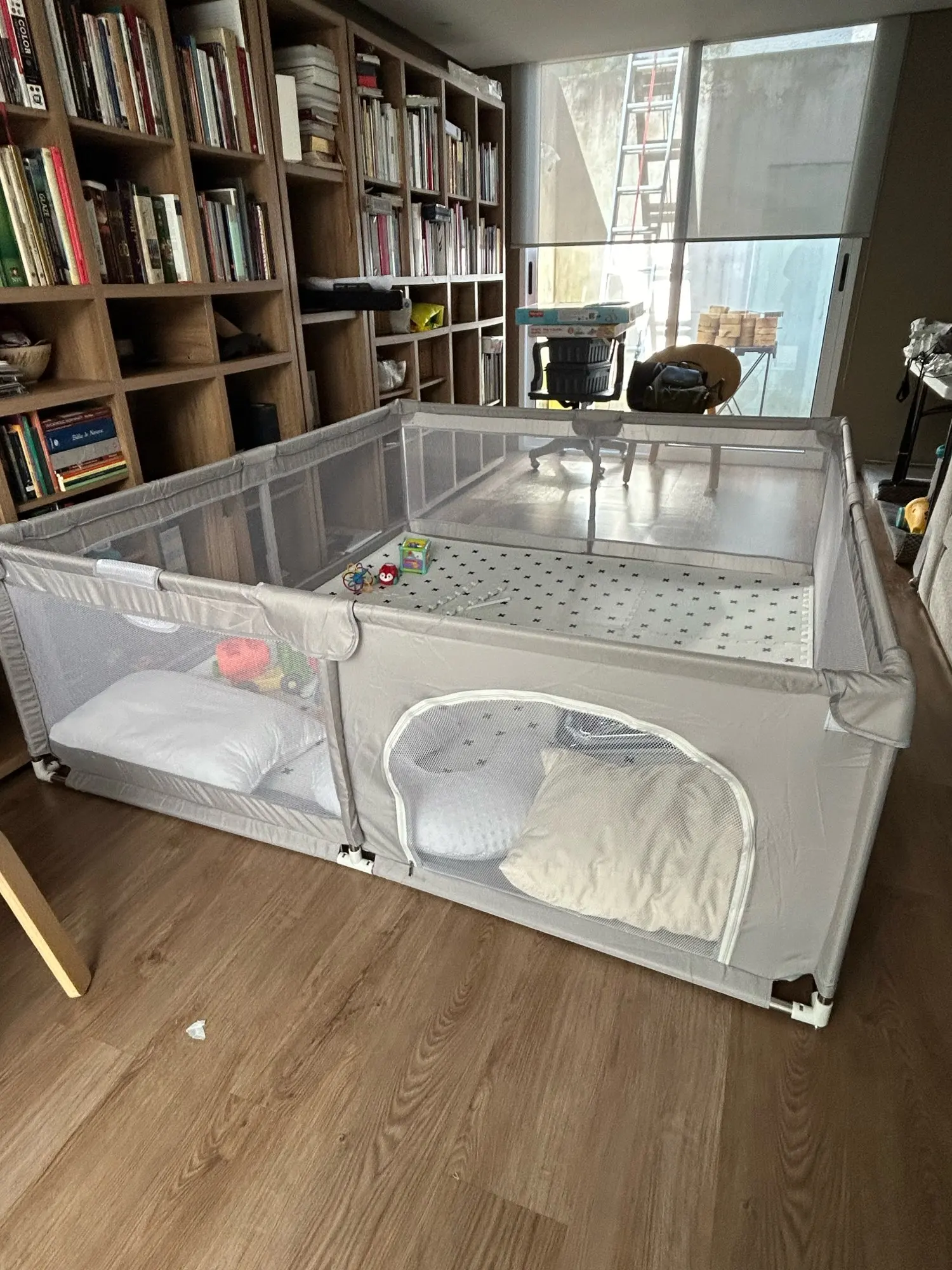 IMBABY Baby Playpen - Light Gray Play Yard with Pull Ring for Safe Play and Fun photo review