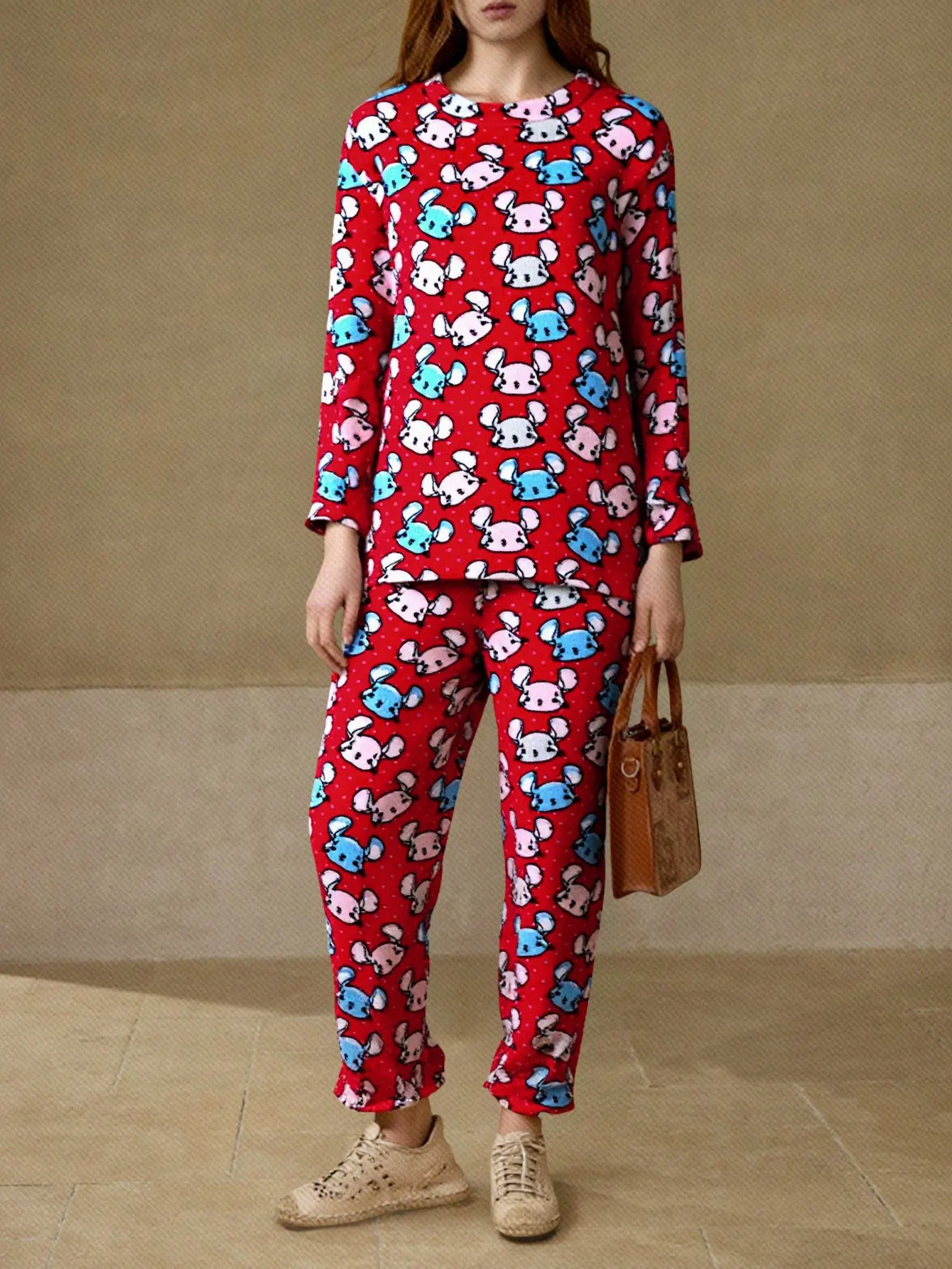F2534 Pijama Polar Dama 2 piezas con estampado