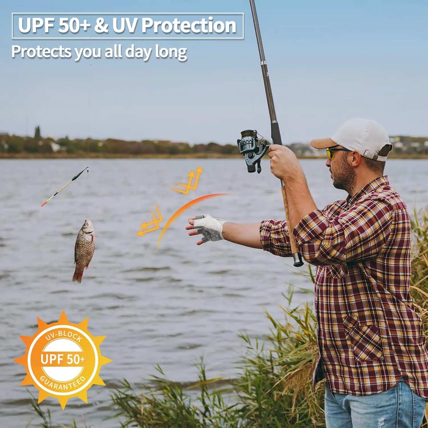 Fishing Gloves for Men and Women, Half Finger Gloves for Rowing, Sailing, Hiking, and Kayaking, Quick Dry UV Protection UPF 50+