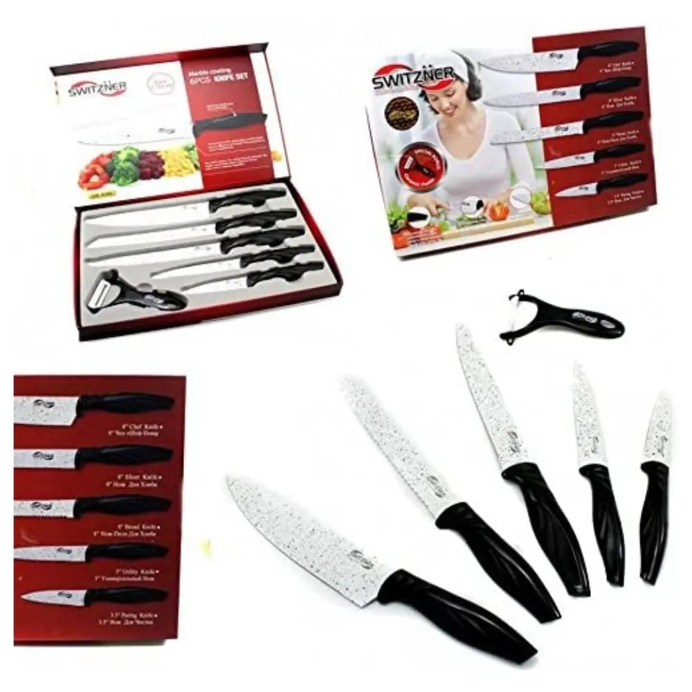 Cuchillos Swiss Chef Negros Set de 6 cuchillos profesionales