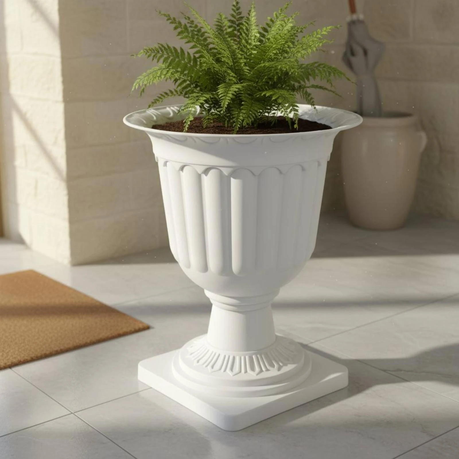 Elegant Vintage Roman-Style Pedestal Flower Pot - Large Round Decorative Planter with Raised Base and Wide Mouth