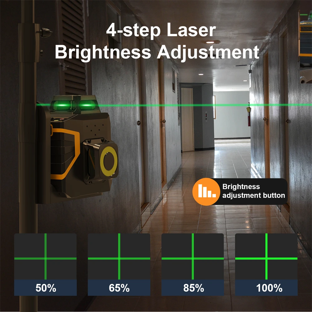 New 3D Laser Level Cross Line 360° Self-Leveling Horizontal Vertical 100ft 4000mAh Super Powerful Green Beam Laser Levels Tester 6