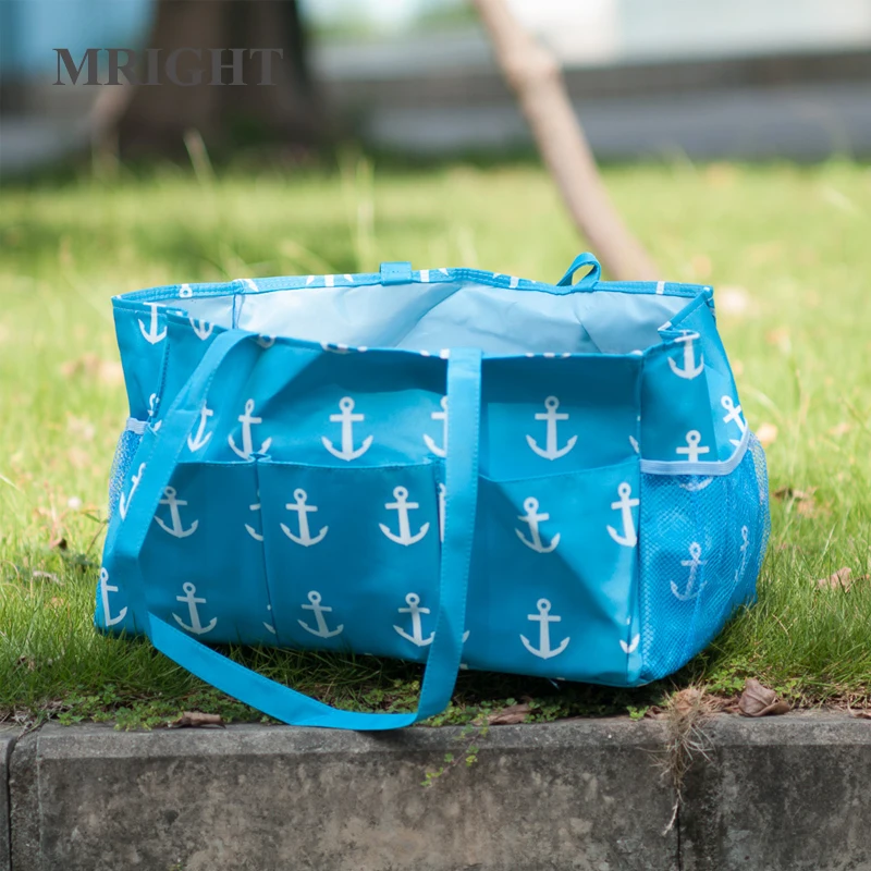 

Large Capacity Anchor Printing Garden Tote Personalized Garden Tools Utility Organizer Storage Bag With Outside Pockets Domil105