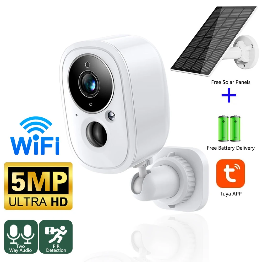 Tuya Smart Leven 5200mAh Oplaadbare Batterij IP65 Outdoor Draadloze WIFI 1080P IP Surveillance Sirene Batterij Camera Alexa Google