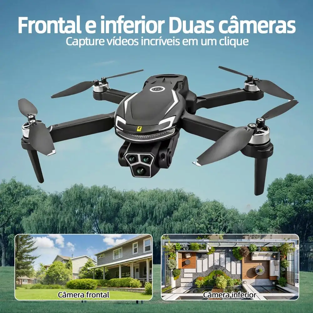 DLI Drone V88 Pro Preto 4K FPV WiFi Dobrável Motor Sem Escova Câmera Dupla Controle Remoto Quadricóptero RC Para Crianças