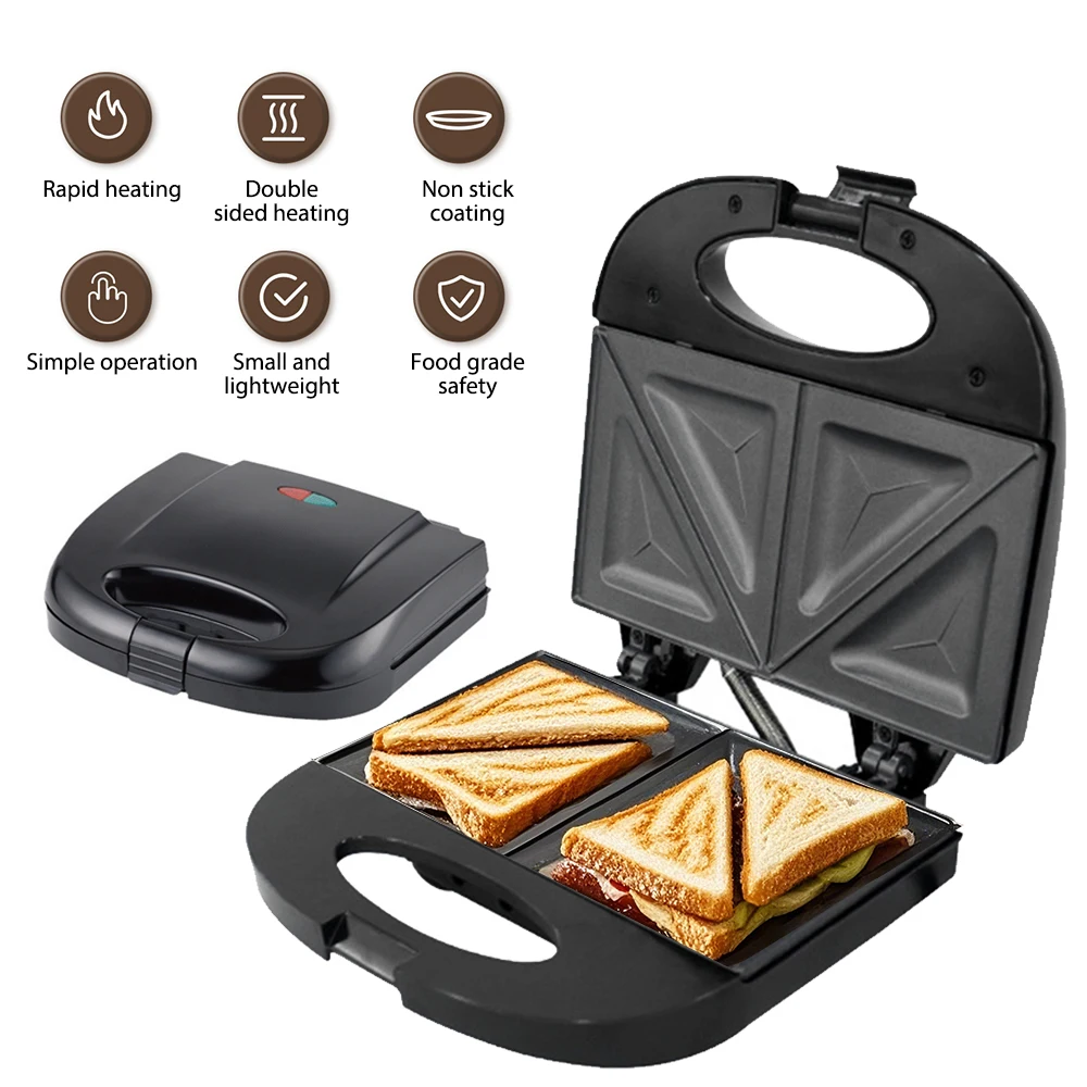 kitchen Electric Sandwich UK Plug Maker Breakfast Machine Double-sided Heating With Non-Stick Plates Indicator Lights Easy to Clean