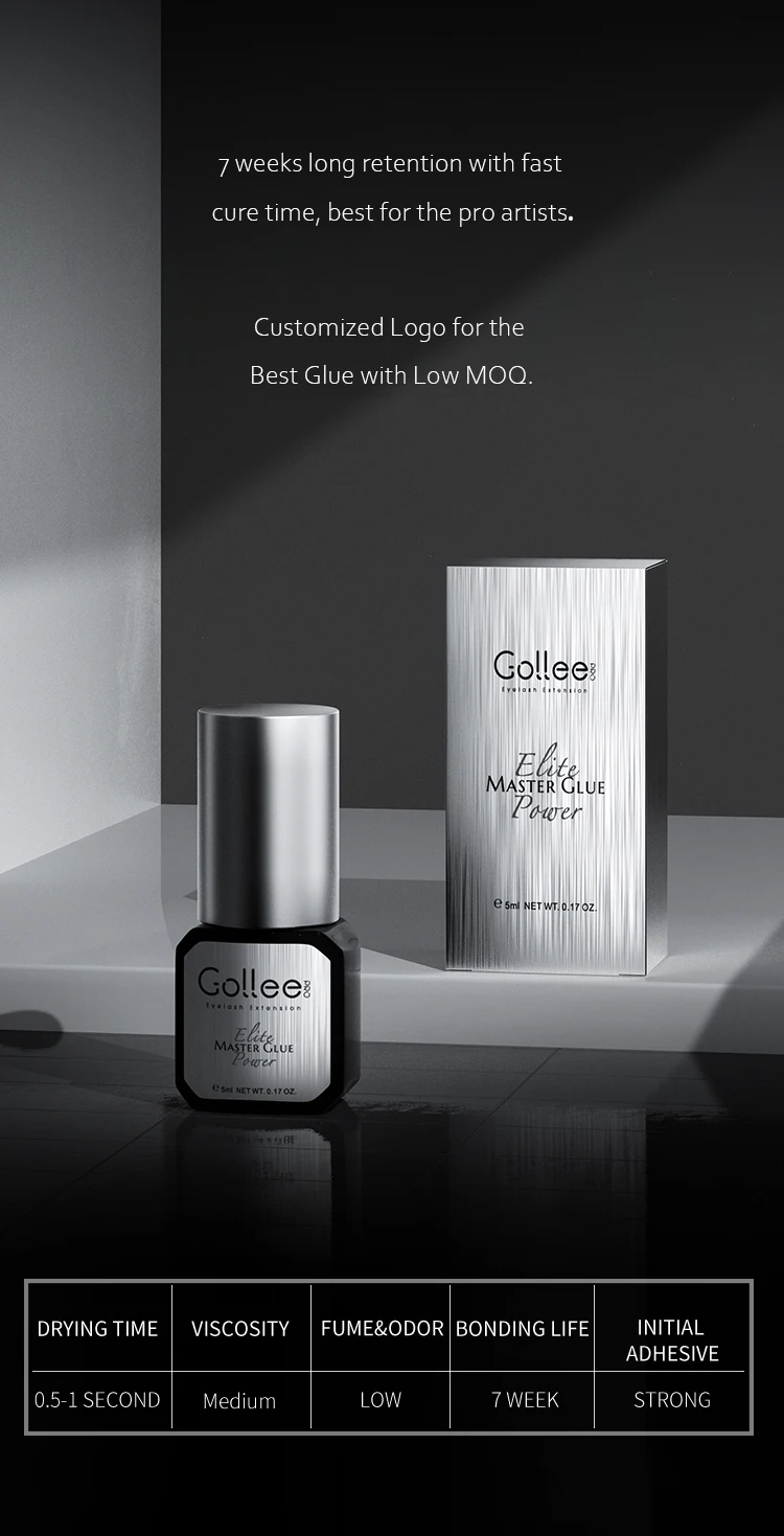 Gollee 0,5s Schnelltrocknender Wimpernverlängerungskleber Wasserfest für Wimpern Hält 8 Wochen Professionelles Wimpernverlängerungszubehör – Detail 4