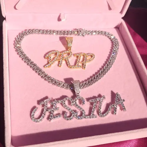 Personalized Hip Hop Cursive Letter Or Numbers Pendant Custom Cubic Zircon Diamond Name Necklace Chain Charm Fashion  Jewelry - Image 3