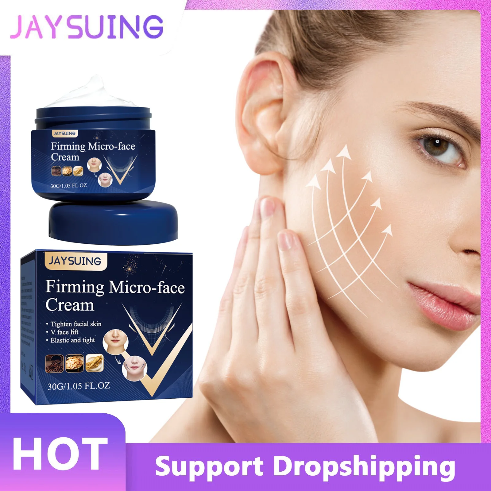 Jaysuing Anti Wrinkle Face Cream Moisturizer Nourishing Skin Improve Puffiness Anti-aging Fade Fine Lines V Face Firming Cream