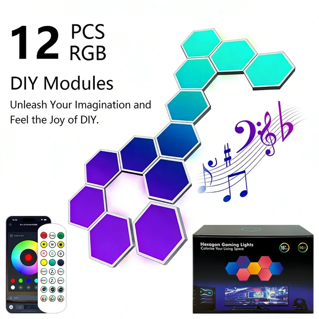ไฟติดผนังรูปหกเหลี่ยม Smart RGB ควบคุมผ่าน USB เปลี่ยนสีได้ ไฟสร้างบรรยากาศยามค่ำคืน โหมด DIY ซิงค์กับจังหวะเพลง ควบคุมผ่านแอพ สำหรับห้องเกมและห้องนอน 1