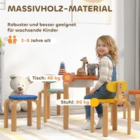 Ensemble table et chaises pour enfants Anajqaqia 5 pièces, avec sac de rangement, forme de fleur, pour salles de jeux, chambres d'enfants, en bois, coloré 2