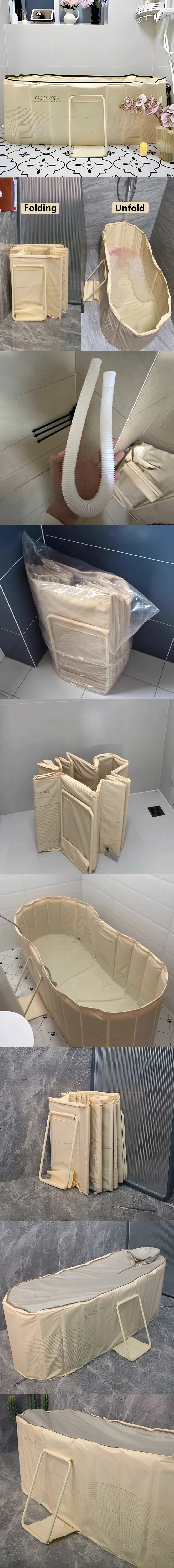 Foldable bath tub in blue shown fully assembled