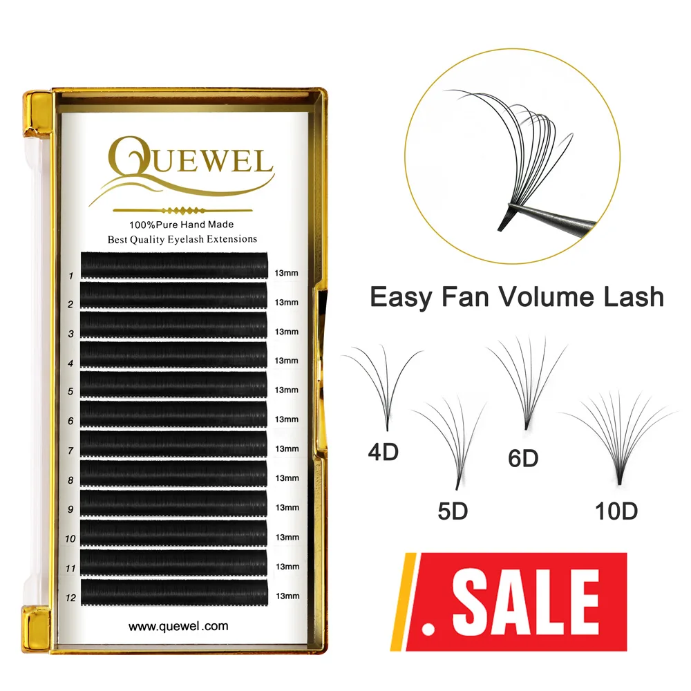Quewel Easy Fan Volume Eyelash Extension Blooming Lashes Self-making Flowering Fast Fans Eyelashes Bloom Thick Faux Mink Lash natuhana colored 1 s blossom camellia lashes brown blue auto flowering eyelashes purple pink red easy fan eyelash extension