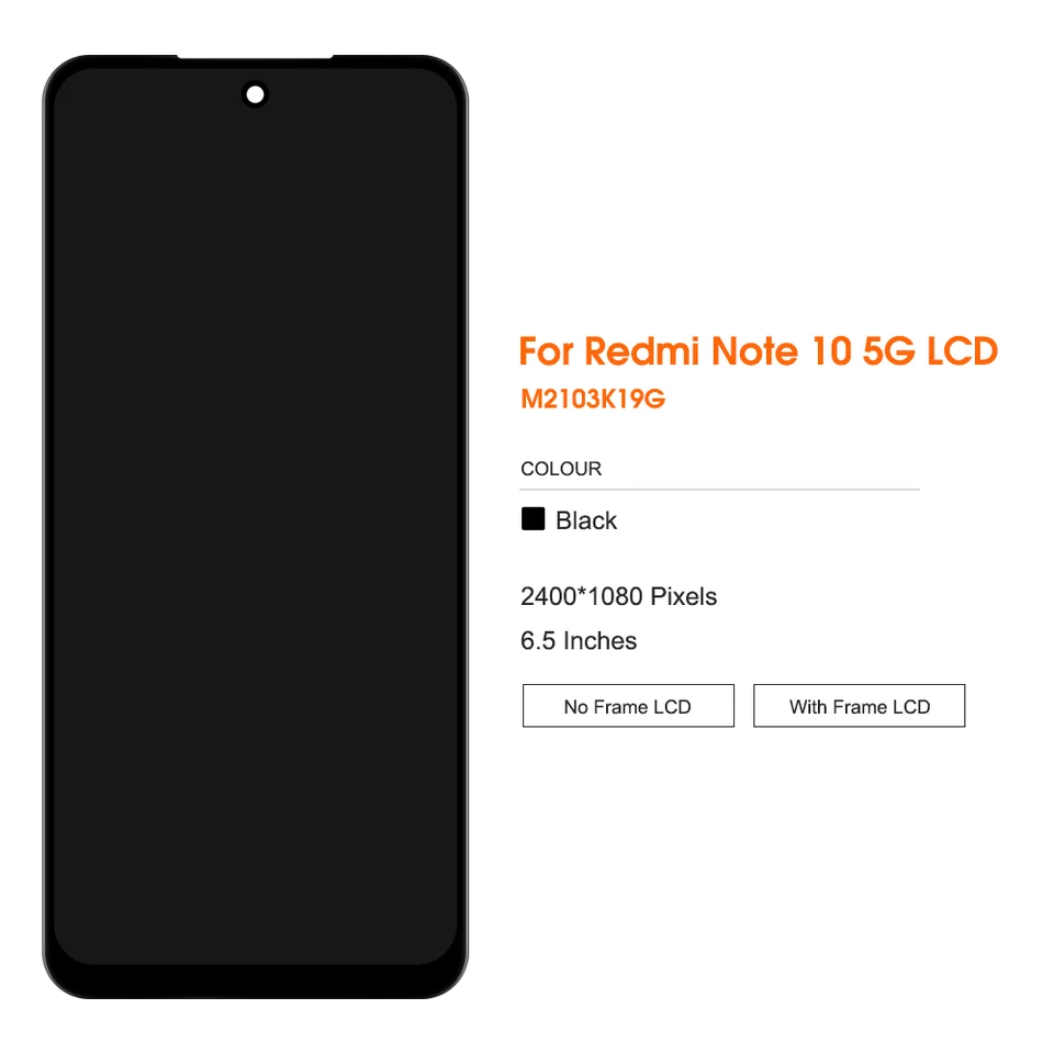 IYAiYO Schermo Di Ricambio Completo Con Digitalizzatore E Strumenti Per Xiaomi Redmi Note 10 5G (M2103K19G/M2103K19C), Nero
