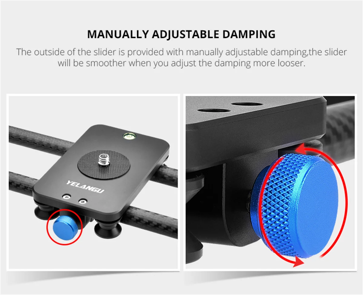 YELANGU 40CM Carbon Fiber Camera Track Slider for Canon Nikon Sony DSLR Smartphone Lightweight Smooth Video Stabilizer Rail camera track slider