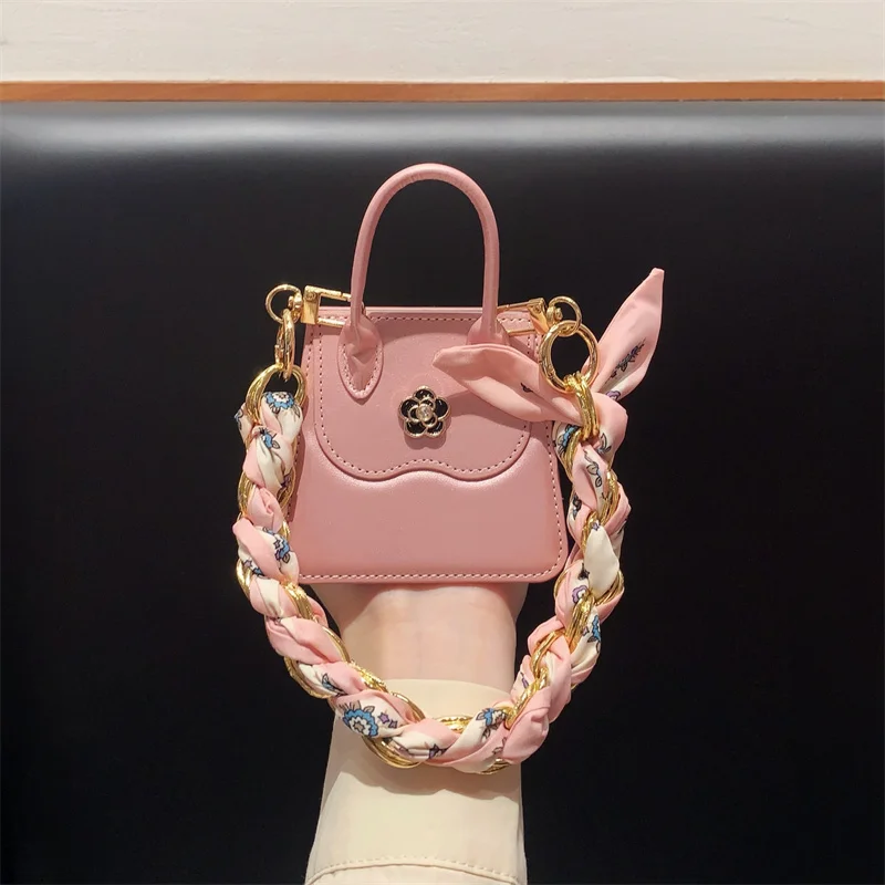 Deluxe 3D Flower PU Leather Handbag with Premium Silk Scarf Phone Case