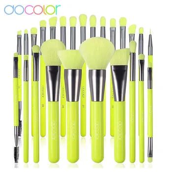 Docolor Professional Neon Green Makeup Brush Set Foundation Blending Face Powder Blush Concealers Eye Shadows Makeup Brush Tools
