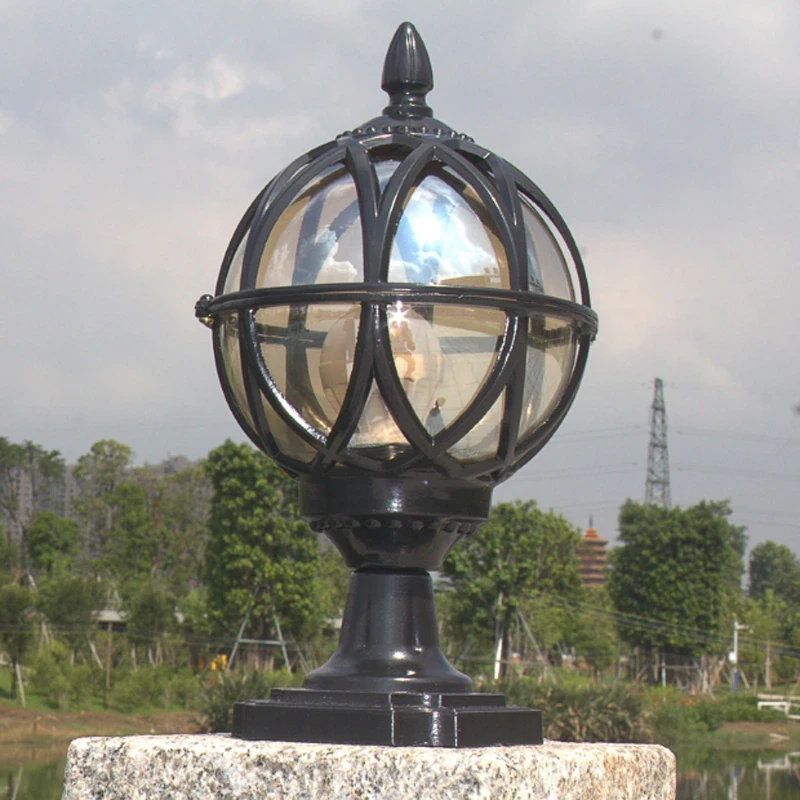 European Outdoor Patio Post Waterproof Rust-proof Glass Ball E27 Die-cast Aluminum Lighting Bronze Decorative Garden Yard Lamp на просвет художественное стекло советской и постсоветской эпох каталог выставки lucidity the art glass of the soviet and post soviet epochs