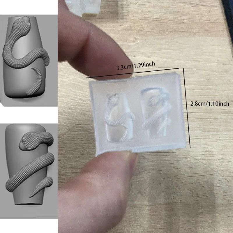 1pc Snake Witch 3D Acrylic Mold Nail Art Decorations Snake DIY Design Silicone Nail Art Nails Mold 3