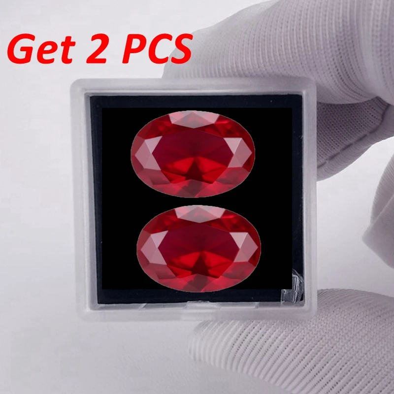 2 PCS Ruby Pretty Gem Passed UV Test 13&times;18mm Oval Cut VVS Loose Gemstone for Jewelry Making DIY Pendant Ring Gem