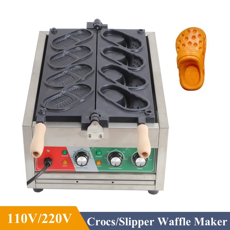 Stainless Steel Crocs Shape Waffle Maker Non-Stick 3D Hole Design