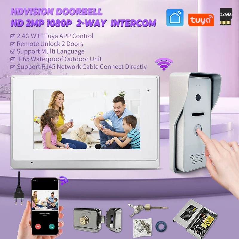 

Фон для видеодомофона, 7 дюймов, HD 1080P, сенсорный экран