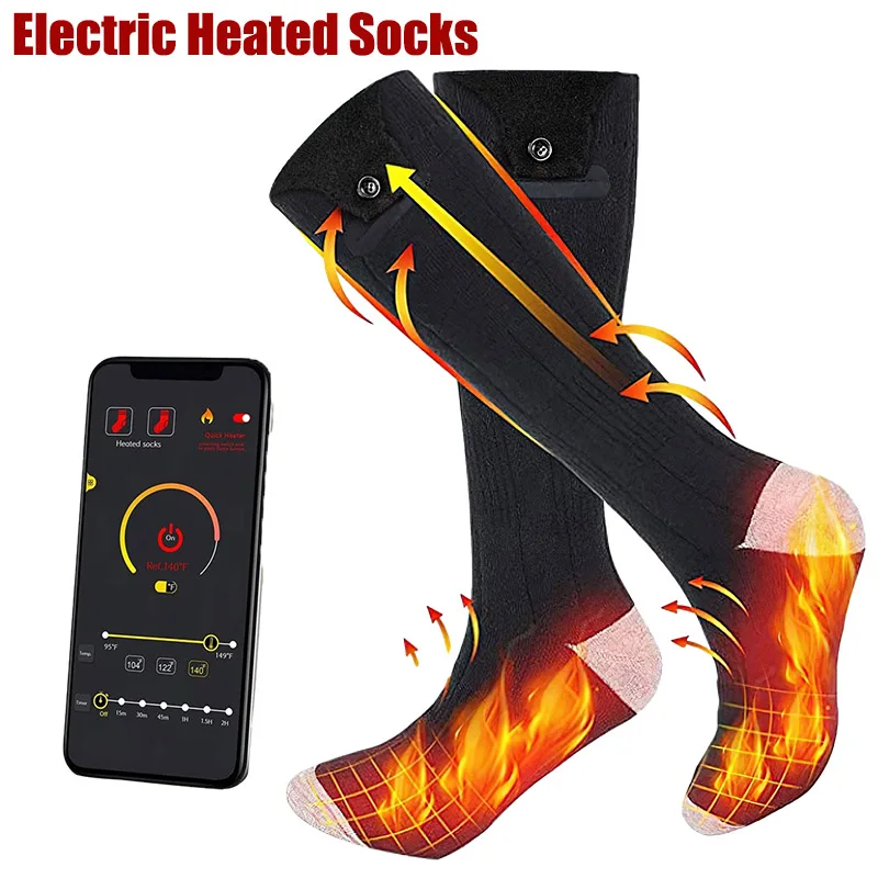Calcetines térmicos con Control de temperatura para hombre y mujer, medias con carga Usb, calientes e interiores, novedad