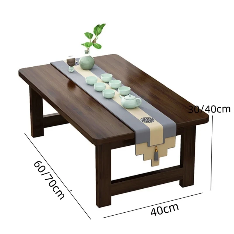 60/70CM Folding Wooden Table Bay Window Balcony Coffee Table Tatami Home Bedroom Bed Computer Study Desk Sundry Rack