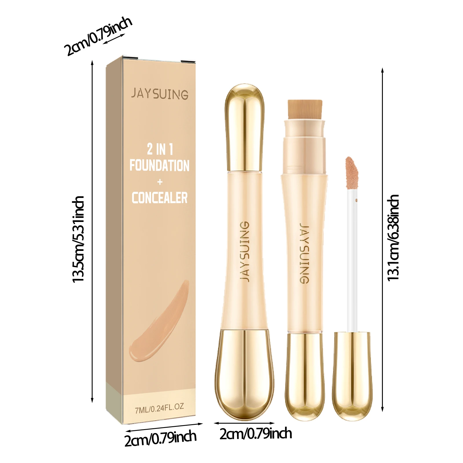 Jaysuing Double Head Concealer Cover Dark Eyes Circle Invisible Pores Sweatproof Remove Spots Lasting Foundation Face Makeup 2