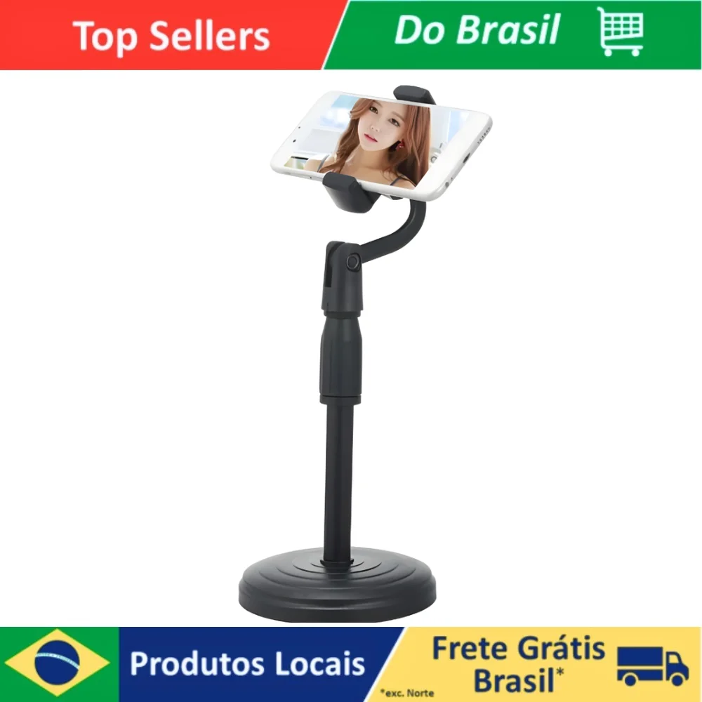 Suporte Tripé de Mesa – Altura Ajustável para Celular