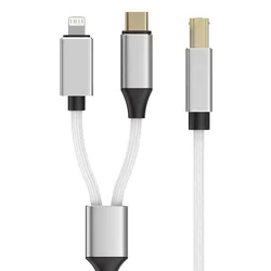 Premium Nylon Braided Lightning to USB - B 2.0 Cable for Printers & Digital Pianos (White)