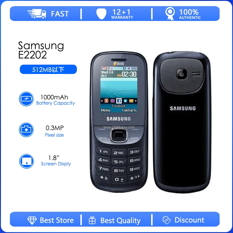 

Samsung E2202 Refurbished-Original Samsung Metro E2200 GSM Unlocked Mobile Phone 1.8" 0.3MP Refurbished Cellphone Free shipping