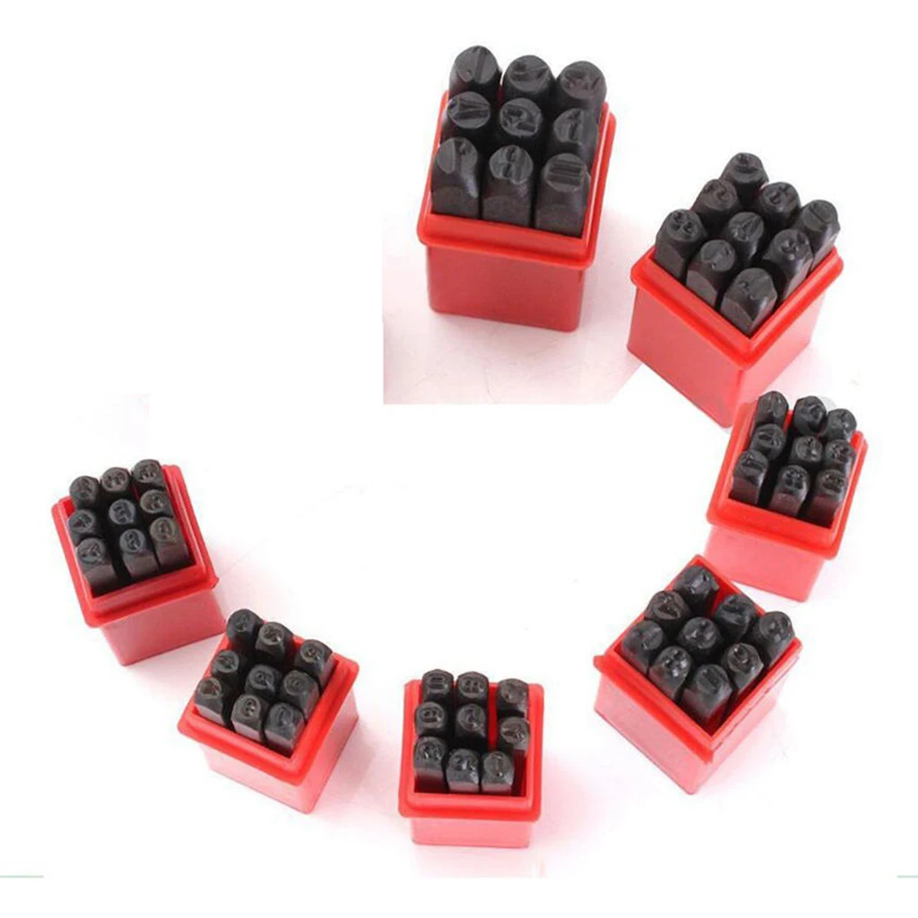 3mm/4mm/5mm/6mm/10mm/12.5mm Stamps Letters Alphabet Numbers Set Punch Steel Metal Tool Craft Round Hole Punch Cutter Set