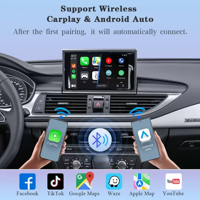 Wireless CarPlay Android Auto Decoder For Audi A6 C7 A7 2012 2013 2014 2015 2016 RMC System With BT Mirror Link AirPlay Module 2