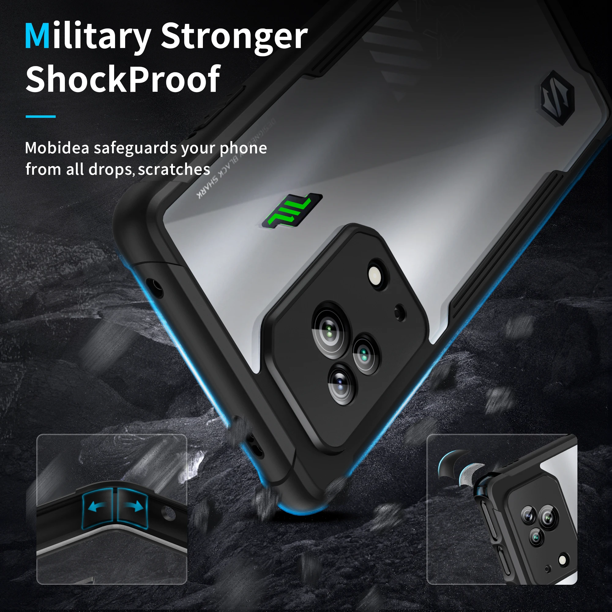 ZSHOW Case for Xiaomi Black Shark 5 5 Pro Case Slim Thin Heat Dissipation Clear Soft TPU ShockProof  with Tempered Glass
