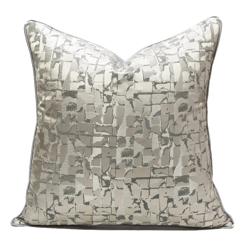 Nordische moderne silber beige blau gold karierte kissen bezug luxus jacquard kissen bezug für wohnzimmer dekoration – Detail 9