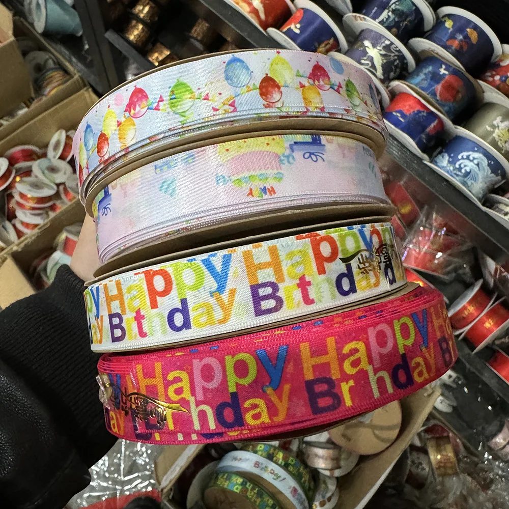 Customized Satin Grosgrain Color Pattern Printed Ribbon Personalized Label Ribbon Flower Fruit Packaging Party