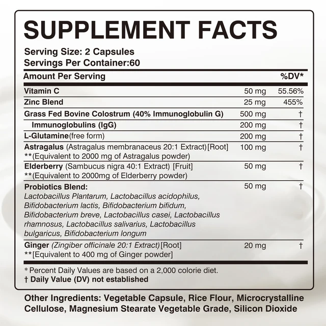 2208-669389.jpg Colostrum Capsules - 40% LgG - Supports Intestinal Digestion and Immune Health Improve Focus, Skin, Gut Health - 120 Capsules