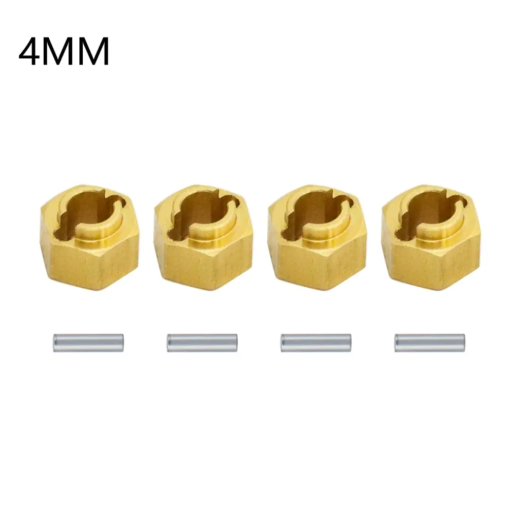황동 휠 육각 허브 익스텐더 어댑터, TRX4M 브롱코 디펜더 1/18 RC 크롤러 자동차 모델 부품, 4mm, 5mm, 6mm, 4 개