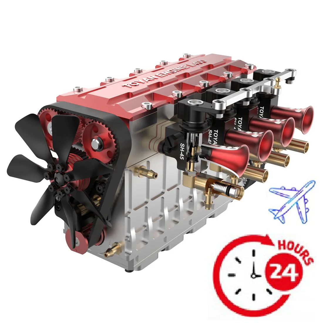 

TOYAN FS L400 Inline Four Cylinder Four Stroke Engine Model 14cc Displacement Water-cooled Engine Model Kit for RC Car Toy