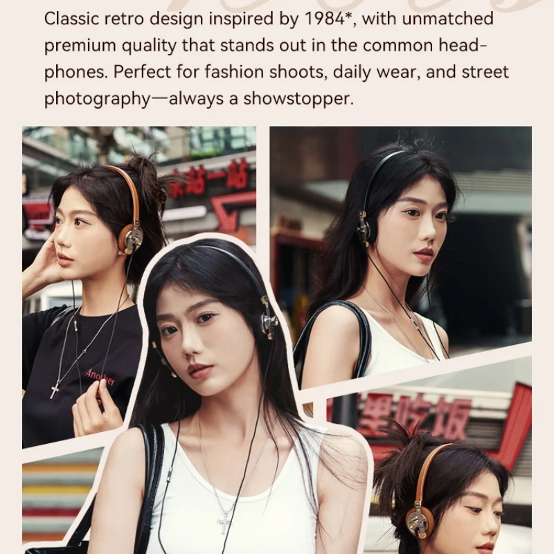ROSESELSA 遠山レトロ オンイヤー有線ヘッドフォン ファッショ