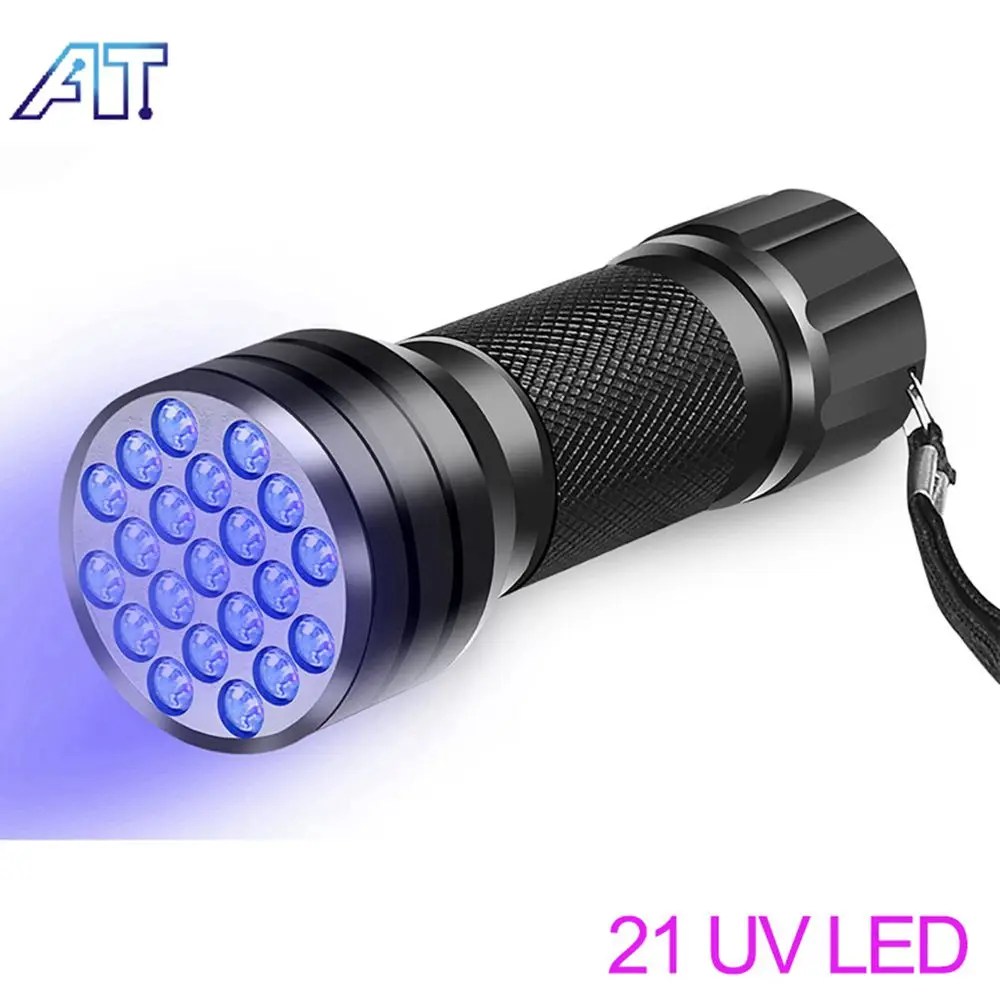 Portable 21 LED UV Flashlight Ultraviolet Black Light Lamp Mini Glare Outdoor Light Flashlamp Lantern