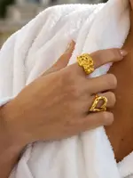 Uworld 18K Gold PVD Plated 316L Stainless Steel Rings Finger Chunky Wedding statement Jewelry Shell Freshwater Pearl Zircon Ring - Image 5