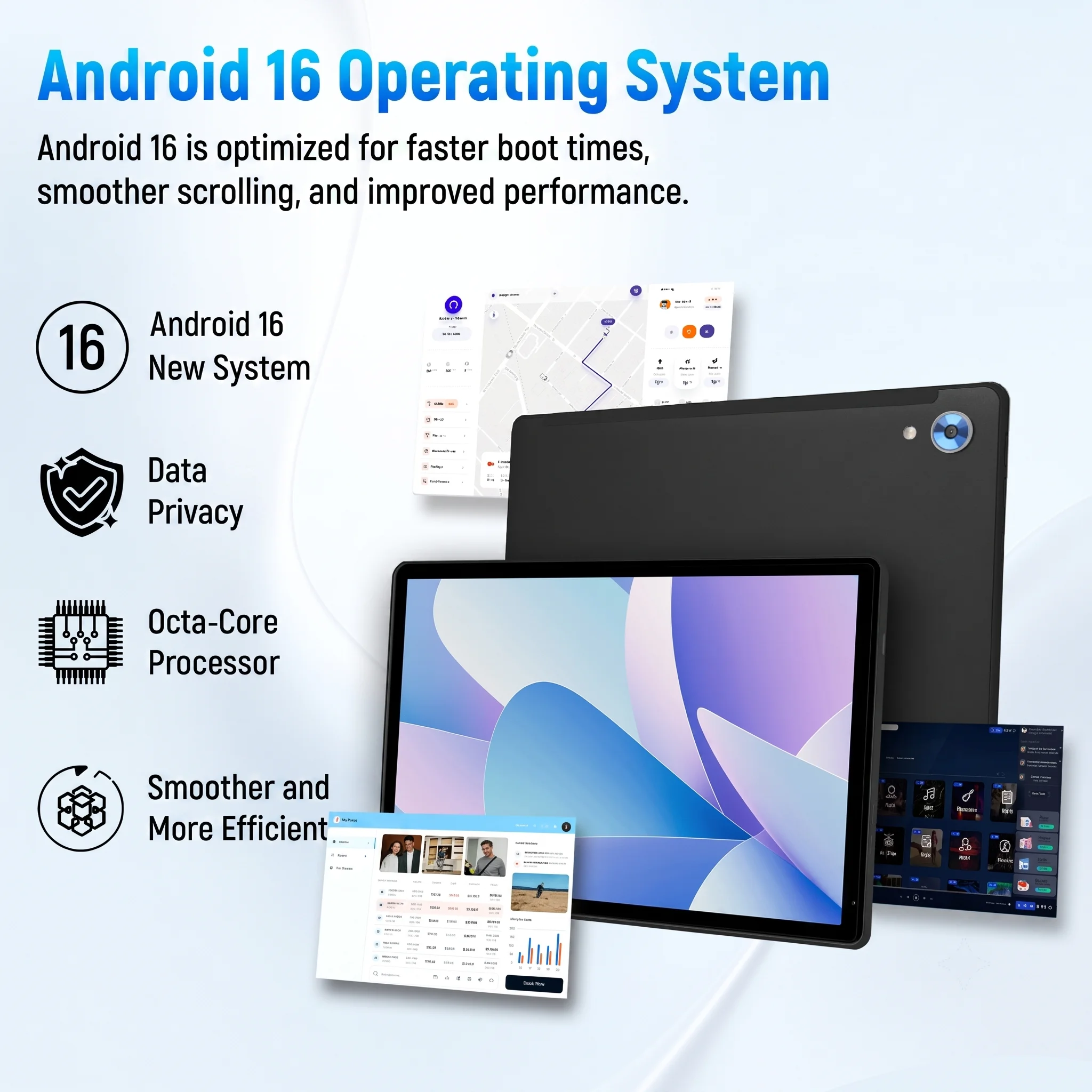 X108 10.1 Inch Android16 Tablet PC Octa‑Core A537 30GB(6+24GB Virtual) 128GB ROM Built‑in Gemini AI Agent Widevine L1 3D Face Unlock Tablet Complete Bundle With Keyboard Mouse Case Stylus Pen Headphones Charger`