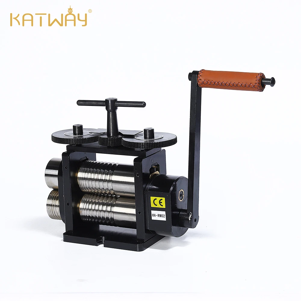 KATWAY Rolling Mills Gear Ratio 1:4 Manual Combination Metal Jewelry Sheet Square Semicircle Pattern Wire Roller Mill HH-RM02G