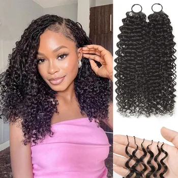 Kinky Curly Boho Braids 100% Raw Human Hair Extension Feathered Human Crochet Hair Miracle Knots Crochet Human Hair For Braiding 1