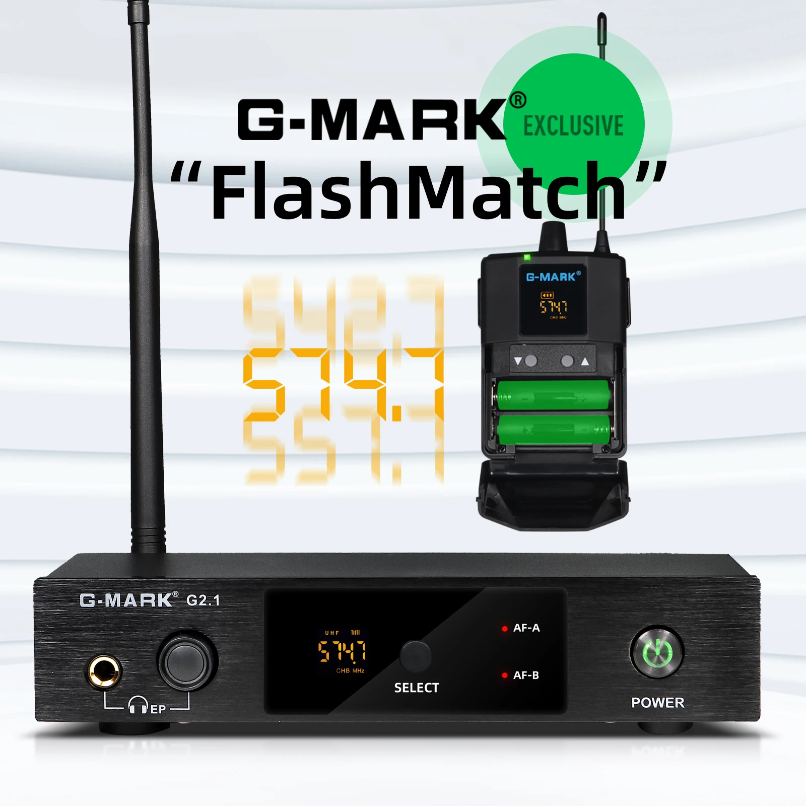 Wireless Monitoring System UHF Mono Stage Return Frequency Selectable For Singer Guitar Studio Band DJ G-MARK G2.1IEM wireless in ear monitor