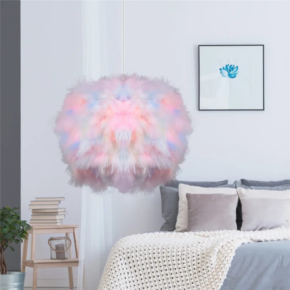 

Mordern Feather Pendant Lamp E27 Lamp Holder Color Fairy Hanging Lamp Bedroom Dining Room Loft Chandelier Ceiling Light