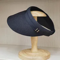 Wide Brim Summer Cap Sun Visor Cap with Elastic Head Straw Cap Sun Visor Hat for women Beach Cap Baggy Sun CaAdjustable Packable 4