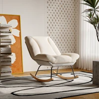 Кресло-качалка Urban Luxe Кресло для отдыха 5-сторонняя регулируемая спинка Стул для гостиной Белый льняной — изображение 3